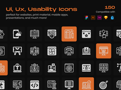 网页设计线性图标包(Web Design Linear Icons Pack)