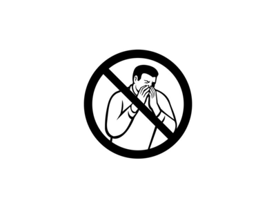 没有打喷指向或检测到手标志黑白(No Sneezing or Coughing Into Hand Sign Black and white)