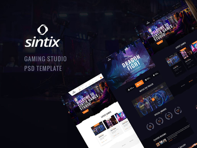 Sintix - 游戏工作室 PSD 模板(Sintix - Gaming Studio PSD Template)