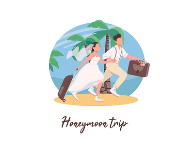 刚结婚的夫妇第一次旅行社交媒体发布样机(Just married couple first travel social media post mockup)