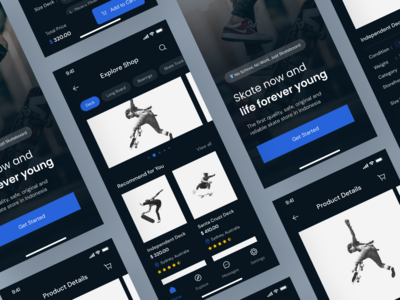 滑板移动应用程序设计（深色模式）(Skateboard Mobile Apps Design (Dark-Mode))