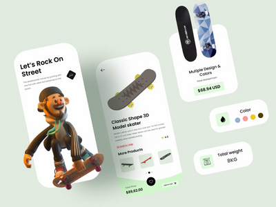 滑板网店 App UI 设计(Skateboard Online Shop App Ui Design)