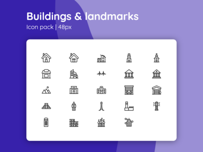 建筑和地标图标集(Building and landmarks Icon set)