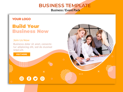商务团队模板设计免费 Psd(Businees  template design with business team Free Psd)