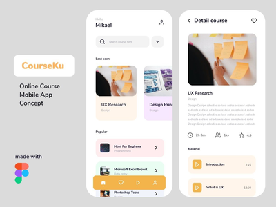 CourseKu-在线课程移动应用概念(CourseKu- Online course mobile app concept)