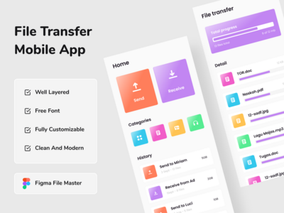 Bagikan - 文件传输和共享移动应用程序概念(Bagikan - File Transfer & Sharing Mobile App Concept)