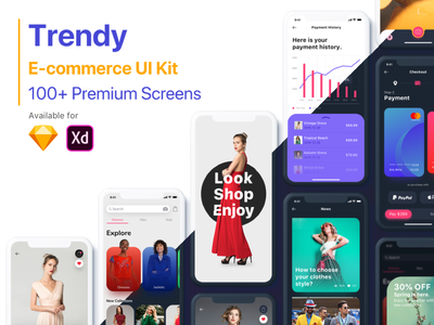 时尚 |电子商务 UI 套件(Trendy | E-commerce UI Kit)