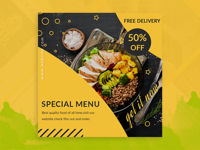 食品提供社交媒体模板设计(Food offer social media templates design)