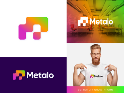 Metalo 标志设计 - M 渐变标志 - SAAS 商业标志(Metalo logo design -  M Gradient logo -  SAAS business logo)