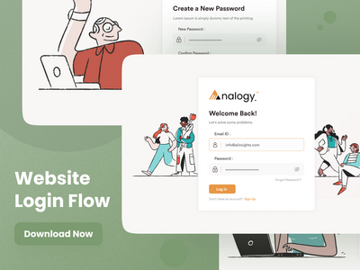 创意登录流程屏幕网站模板(Creative Login Flow Screen Website Template)