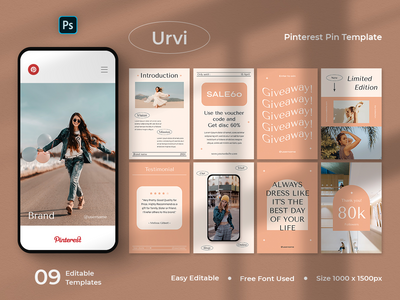 Urvi - 时尚 Pinterest Pin 模板(Urvi - Fashion Pinterest Pin Template)