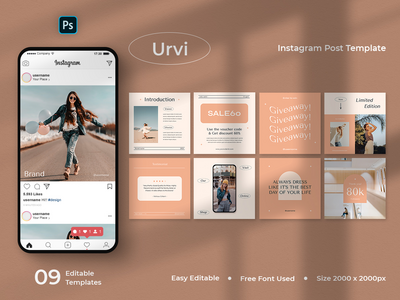 Urvi - 时尚社交媒体帖子模板(Urvi - Fashion Social Media Post Template)