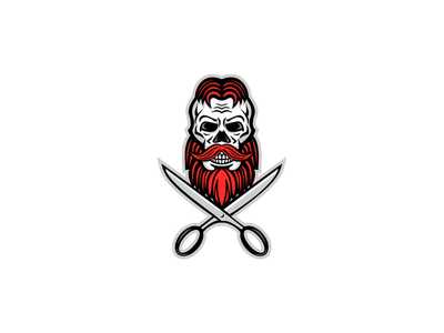 头骨头发和胡须手柄吉祥物(Skull Hair and Beard Scissors Mascot)