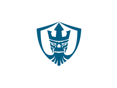 海王星头骨三叉戟皇冠嵴图标(Neptune Skull Trident Crown Crest Icon)