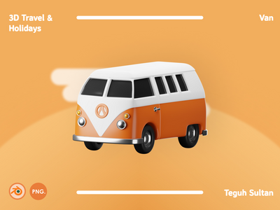 3D 旅行和假期插图包 - 范(3D Travel and Holidays Illustration Pack - Van)