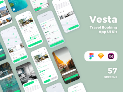 灶神星旅行预订应用程序 UI 套件(Vesta Travel Booking App UI Kit)