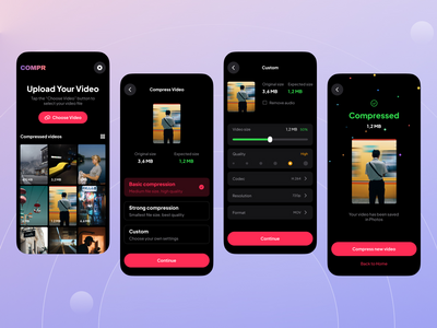 视频压缩器应用程序 - UI/UX 设计(Video Compressor App - UI/UX Design)