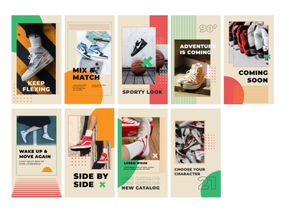 复古运动鞋流行社交媒体肖像模板(Vintage Sneaker pop social media portrait template)