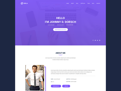 紫罗兰色组合 - PSD模板(Violet Portfolio – PSD Template)