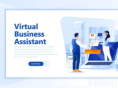 虚拟业务助手平面登陆页标题(Virtual Business Assistan Flat Landing Page Header)