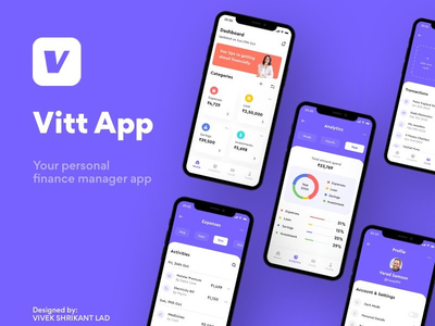 维特 |个人理财经理应用概念|明暗模式(Vitt | Personal Finance Manager App Concept | Light & Dark mode)