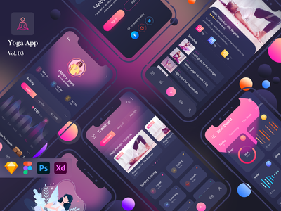 瑜伽应用概念 - 培训和详细信息(Yoga App Concept - Training & Details)