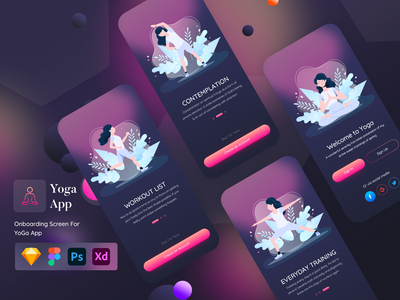 瑜伽应用概念 - 入职(Yoga App Concept - Onboarding)