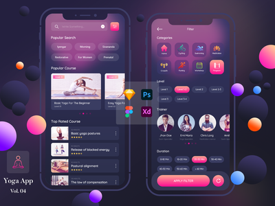 瑜伽应用概念 - 搜索和过滤(Yoga App Concept - Search & Filter)