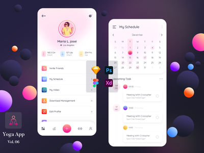 瑜伽应用概念 - 时间表和设置（灯光）(Yoga App Concept - Schedule & Setting(Light))