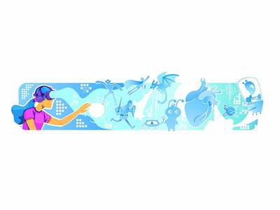 增强现实体验 2D 矢量网页横幅、海报(Augmented reality experience 2D vector web banner, poster)