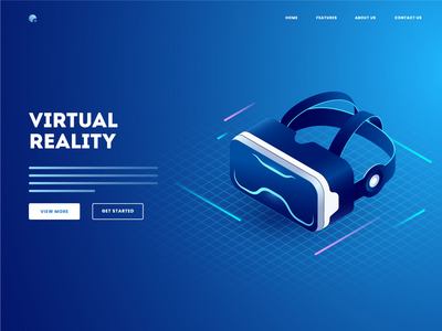 带有 3d vr 眼镜插图的虚拟现实概念(Virtual reality concept with illustration of 3d vr glasses)