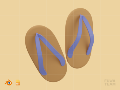 拖鞋 - 3D 旅行和假日插画包(Slippers - 3D Travel & Holiday Illustration Pack)