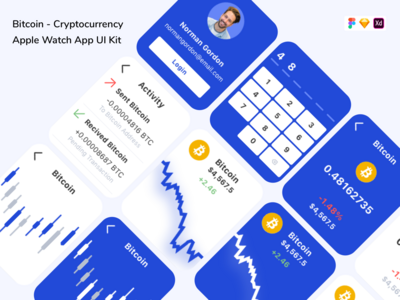比特币 - 加密货币 Apple Watch App UI Kit(Bitcoin - Cryptocurrency Apple Watch App UI Kit)