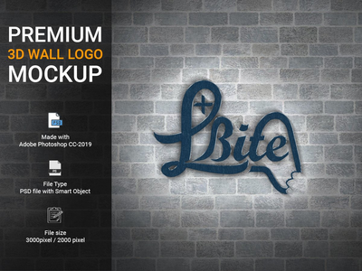 3D 墙体标志模型(3D wall logo mock-up)