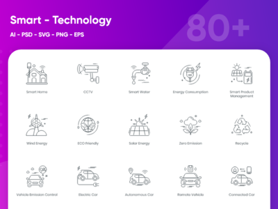 智能技术大纲图标（Pro 图标）(Smart Technology Outline Icons (Pro Icons))