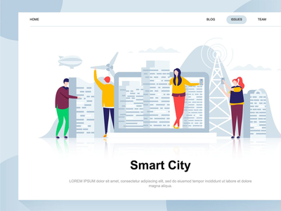 智能城市平面概念(Smart City Flat Concept)