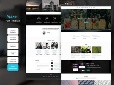 Waxer商业主页PSD网页模板(Waxer Business Homepage PSD Web Template)