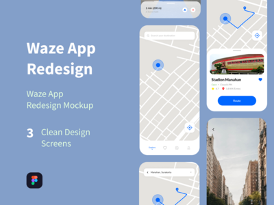 Waze App 重新设计 UI 工具包模板(Waze App Redesign UI Kit Template)