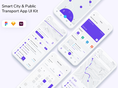 智慧城市和公共交通应用程序 UI 套件(Smart City & Public Transport App UI Kit)