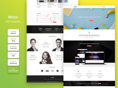 Wbox个人博客主页PSD网页模板(Wbox Personal Blog Home Page PSD Web Template)