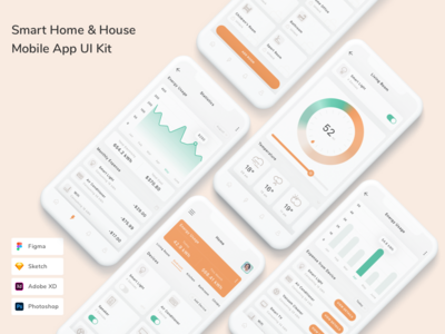 智能家居和家居移动应用程序 UI 套件(Smart Home & House Mobile App UI Kit)