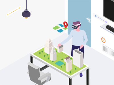 具有 VR AR 等距插图的智能事物(Smart Things with VR AR Isometric Illustration)