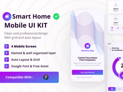 Hommy - 智能家居移动 UI 套件 [ 灯光主题 ](Hommy - Smarthome Mobile UI KIT [ LIGHT THEME ])