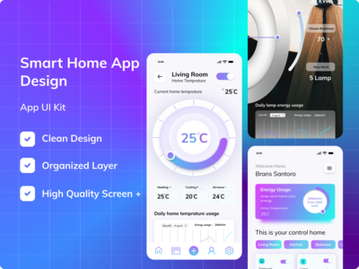 智能家居重新设计应用程序 UI 套件(Smart Home Re - Design App Ui Kit)