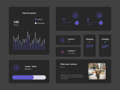 智能家居 UI 组件深色主题(Smart Home UI Components Dark Theme)