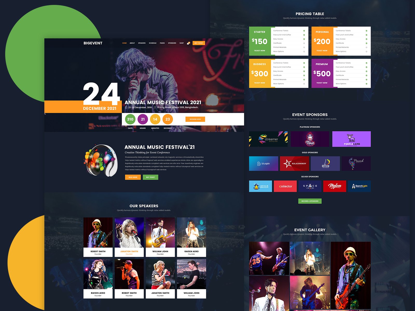 活动、会议和聚会 PSD 模板(Event, Conference & Meetup PSD Template)