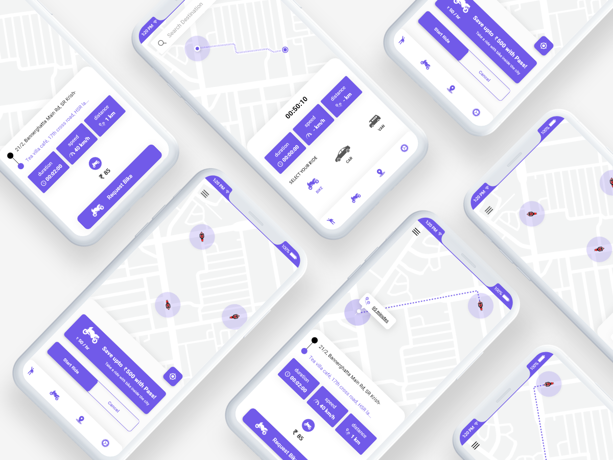 Bike Rider 应用程序和地图 UI 套件(Bike Rider App & Map UI Kit)