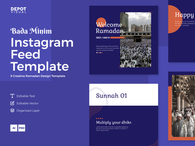 Bada Minim - 斋月 Instagram 动态模板(Bada Minim - Ramadan Instagram Feed Template)
