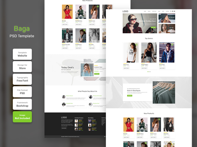 Baga 时尚商店主页 PSD Web 模板(Baga Fashion Store Homepage PSD Web Template)
