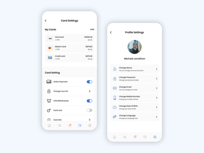 手机银行应用程序卡设置和个人资料屏幕（第 3 部分）(Mobile Banking App Card Setting And Profile Screen ( Part 3 ))